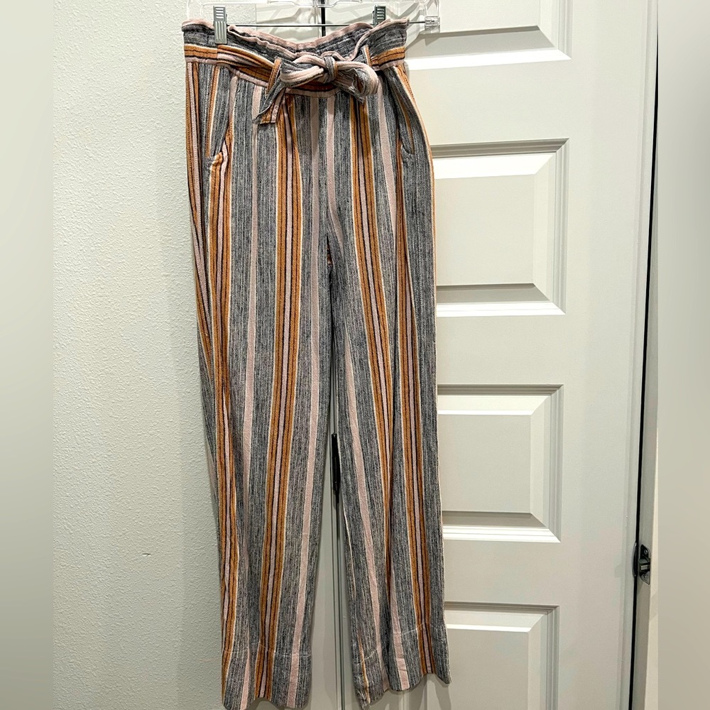 Striped linen/cotton blend pant